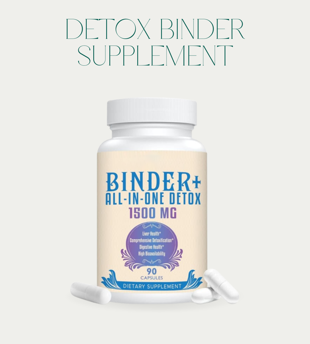 Detox Binder Supplement for Liver and Gut Cleanse – 1500mg with Activated Charcoal, Zeolite, Bentonite Clay, Milk Thistle, Probiotics – 90 Vegan Capsules