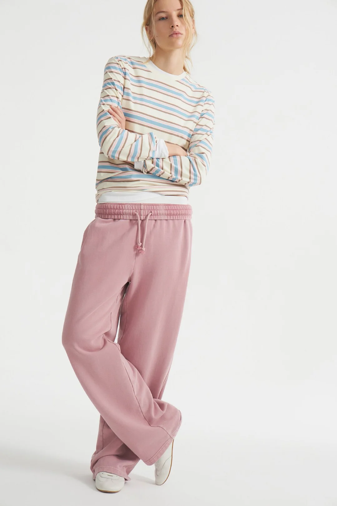 Athvotar Athvotar 2025 New Striped T-Shirt Women Simple Casual Loose Thin Sleeve Long-Sleeved Top