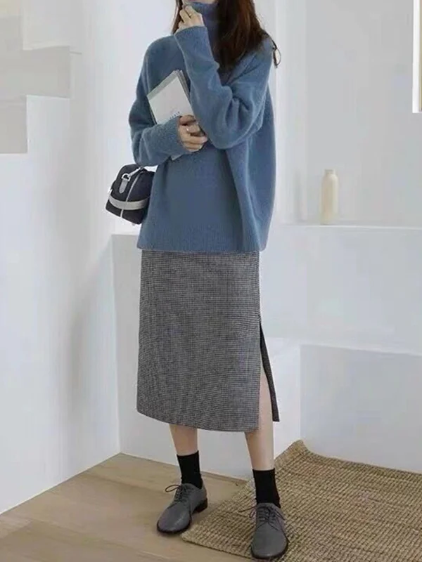 Solid High neck Full Sleeve Woolen Casual Top (Pack of 2) main image 0