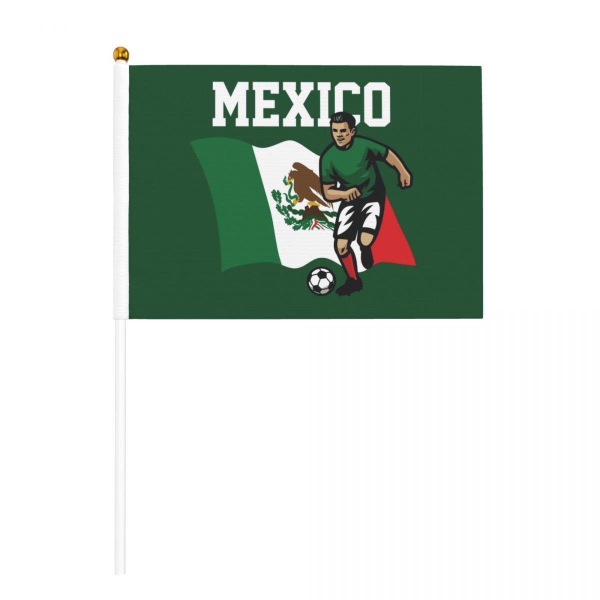 Mexico Soccer Player Hand Held Fade Resistant Mini Flag