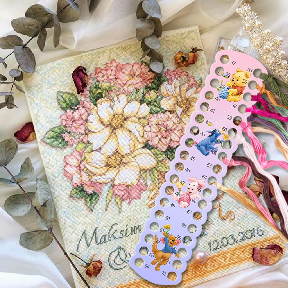 Cartoon Bear Embroidery Floss Organizer Cross Stitch Thread Holder Board