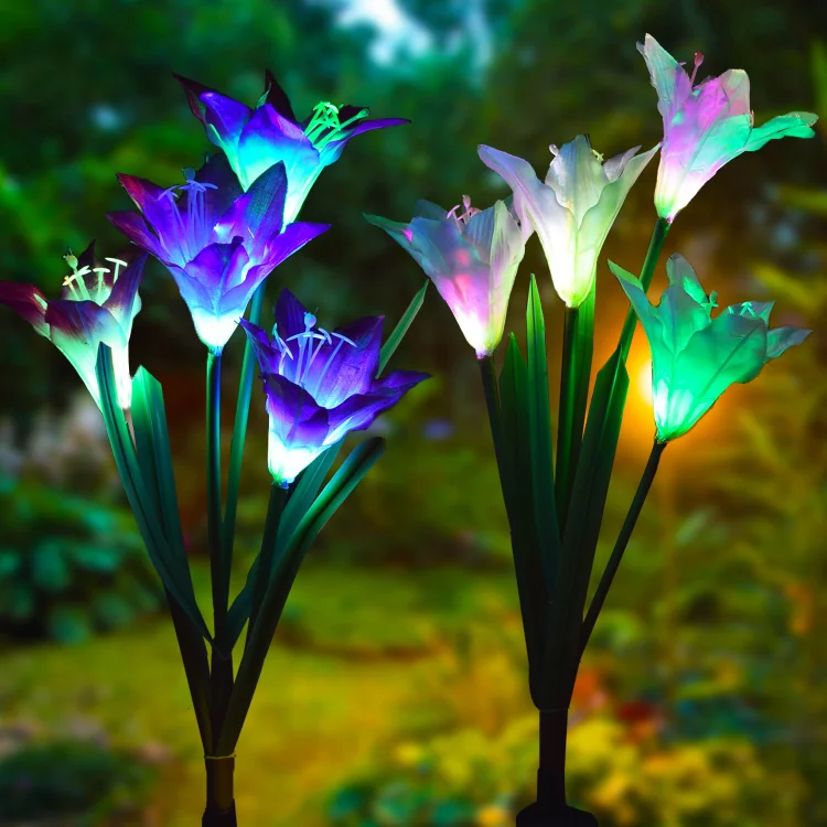 Waterproof  Solar Garden Lily Flower Lamp