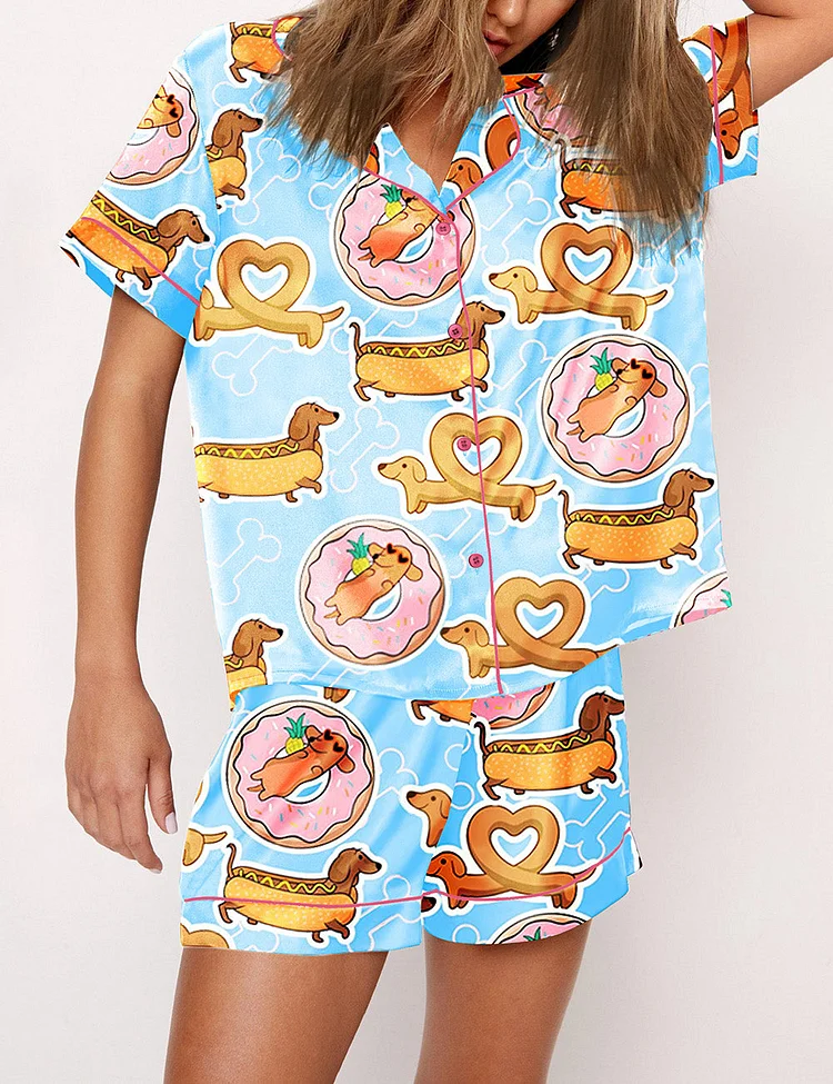 Women's Hot Dog Dachshund Pajama Set