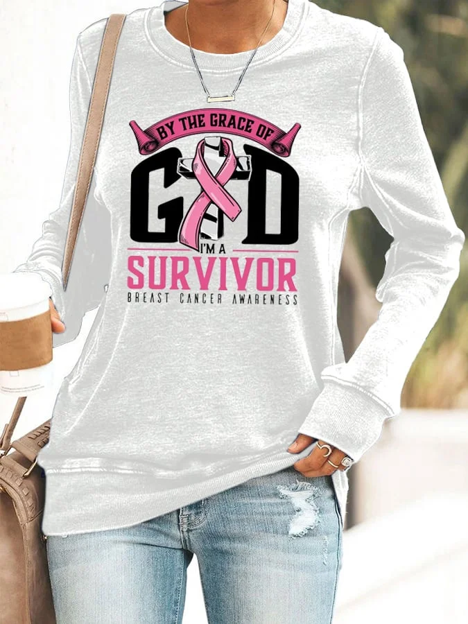 Women's Survivor Breast Cancer Crew Neck Sweatshirt socialshop