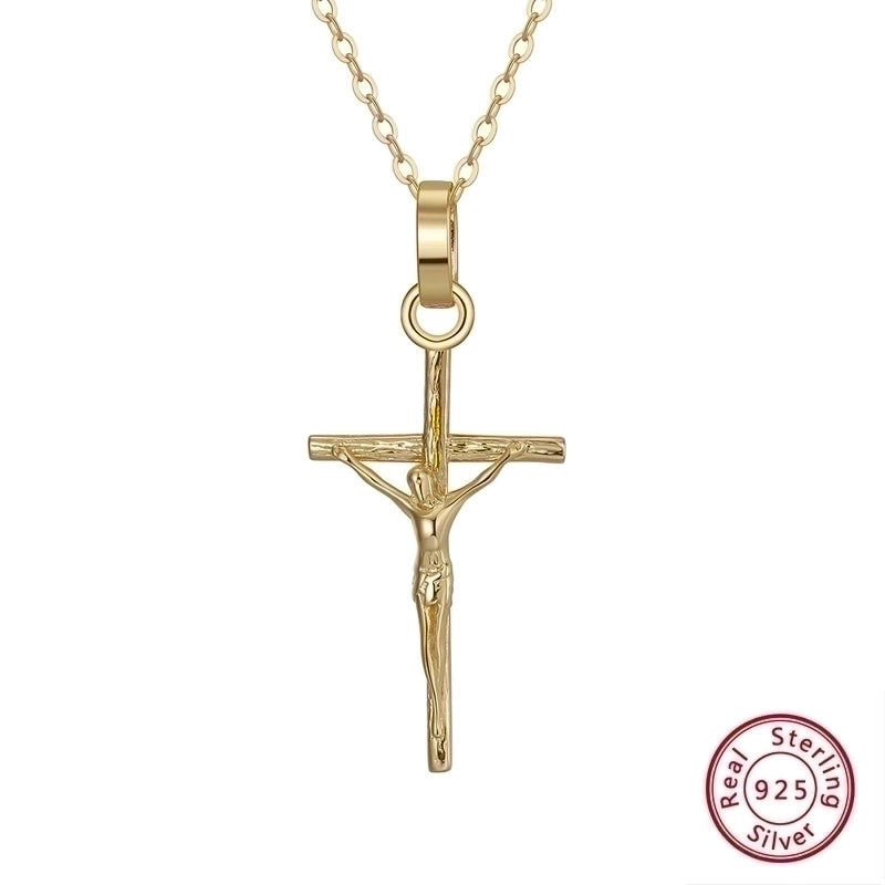 925 Sterling Silver Plated Cable Chain Plating Cross Pendant Necklace
