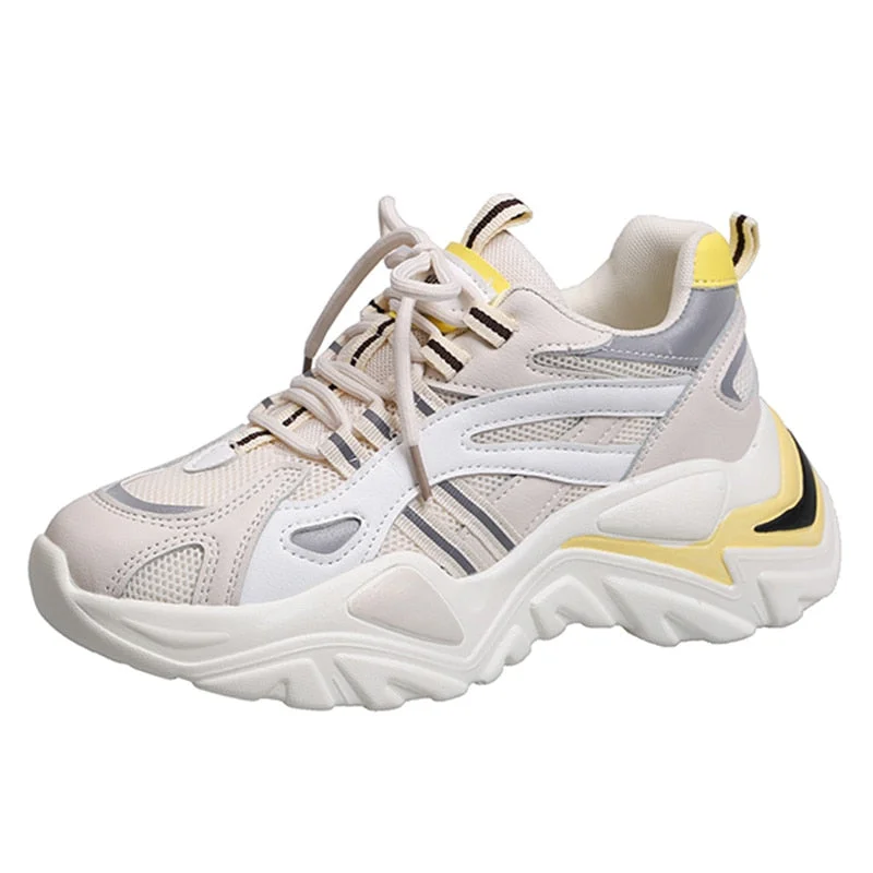 Fashion Blue Sneakers Women Spring 2021 PU Leather Ladies Platform Shoes Height Increasing Fashion Solid Color Chunky Sneakers