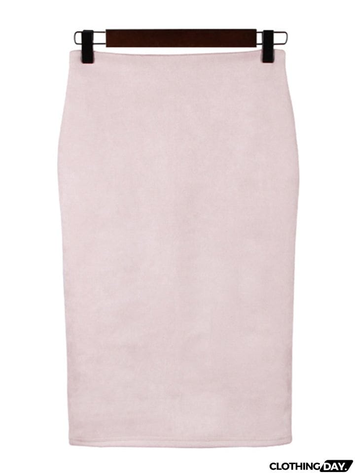 Sexy Suede Midi Elastic Bodycon Skirt