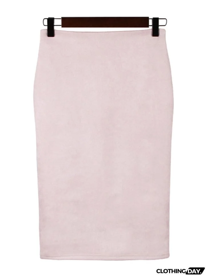 Sexy Suede Midi Elastic Bodycon Skirt