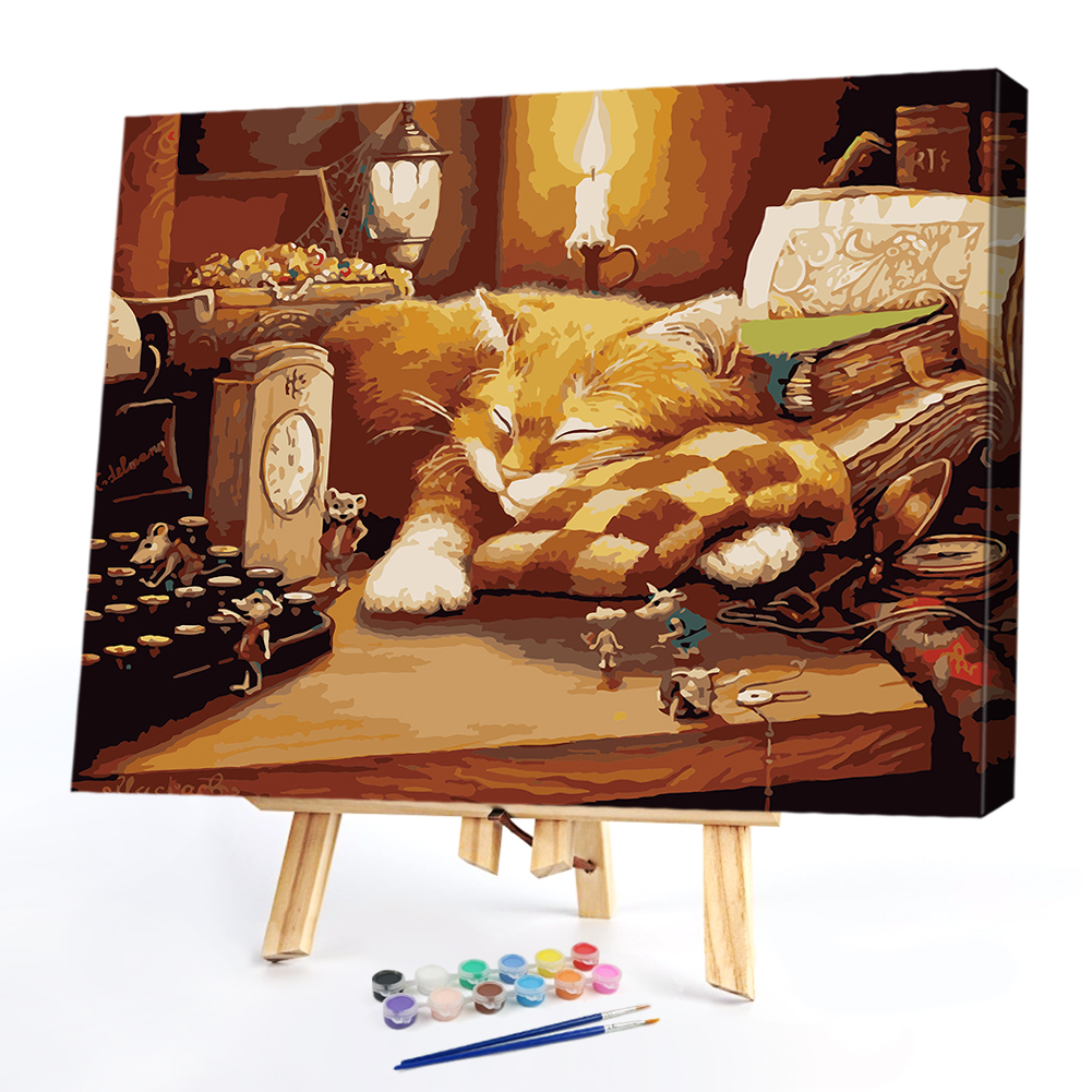 

40*50CM Paint By Numbers-Sleeping Cat, 501 Original