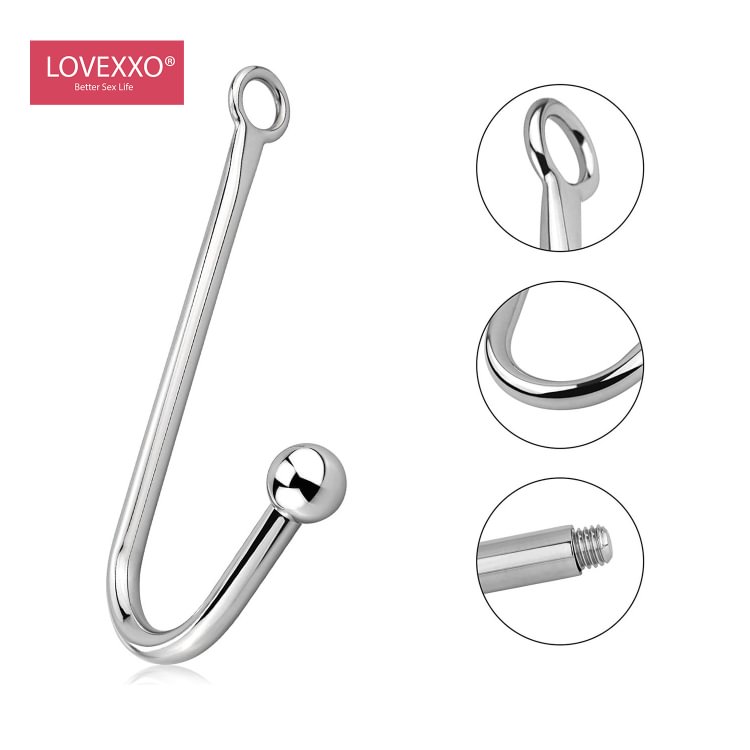 Stainless Steel Anal Hook, Butt Plug Hook with 3 Interchangeable Balls Anal Sex Toys for Lovers