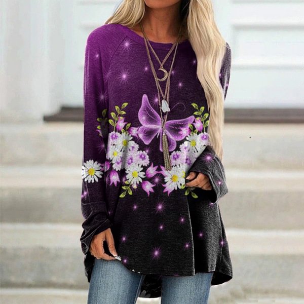 Comstylish Vintage Gradient Butterfly Print Tunic