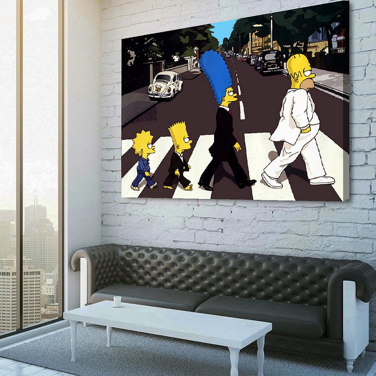 The Simpsons Abbey Road Pop Art Canvas Wall Art  MusicWallArt
