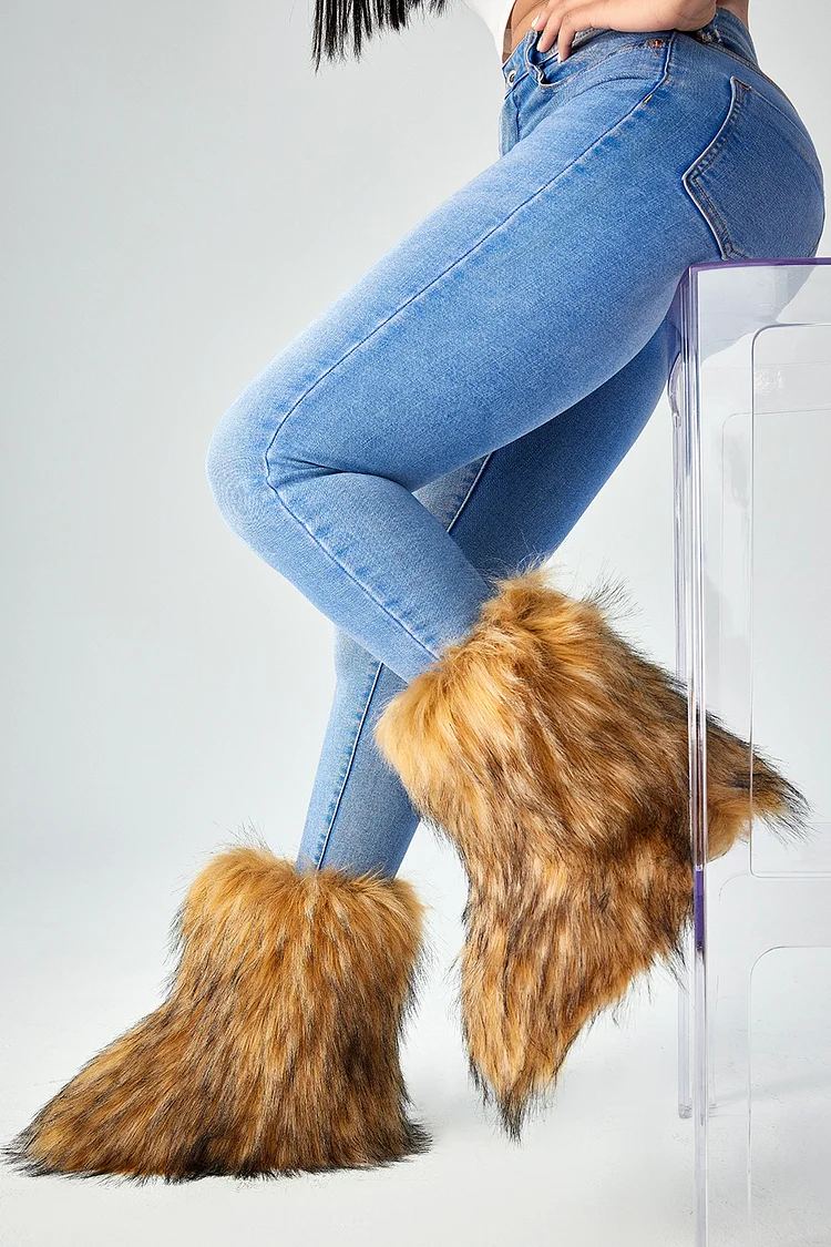 Xpluswear Design Plus Size Casual Plush Flat Bottom Deeo Mouth Snow Boots