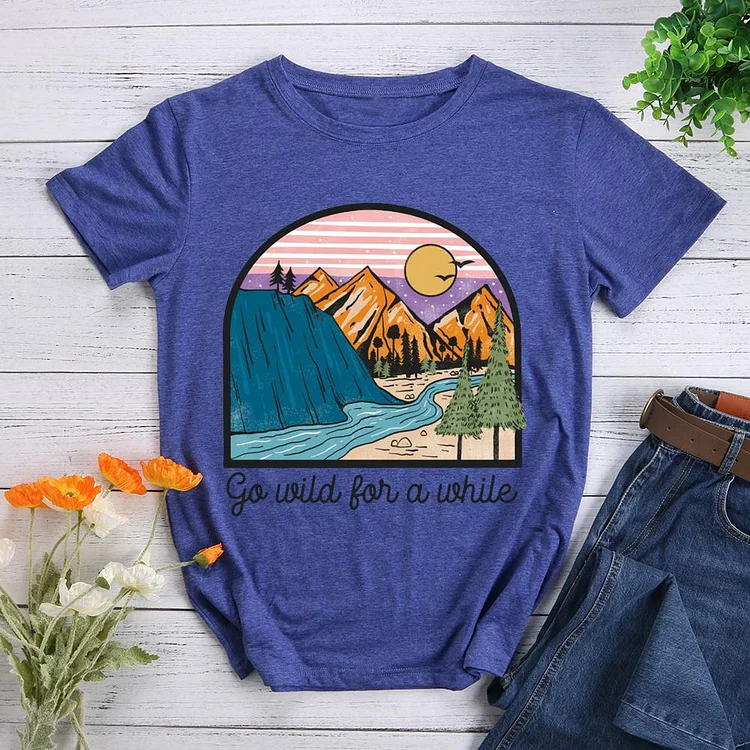 Rivers and mountains Round Neck T-shirt-Annaletters