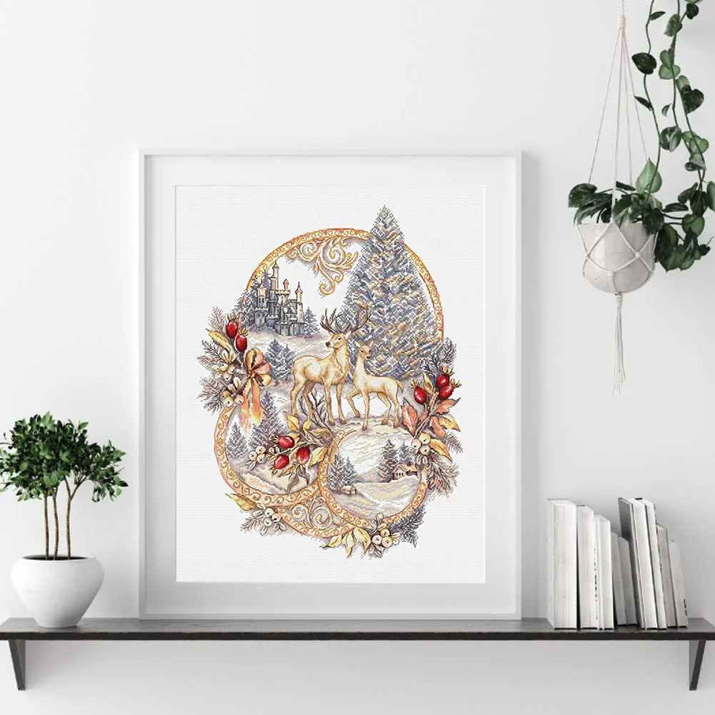 14CT Counted Cross Stitch - Reindeer(Canvas|40*50CM)