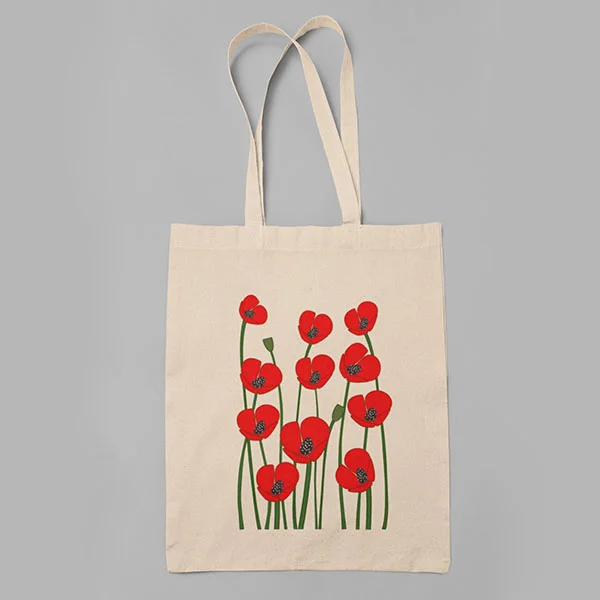 Pupiloves Poppy Flower Tote Bag