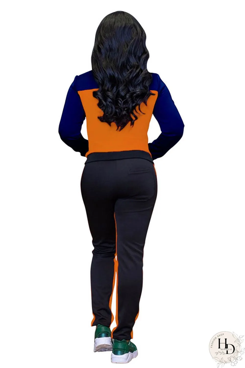 Red Elastic Fly Mid Patchwork pencil Pants Two-piece suit