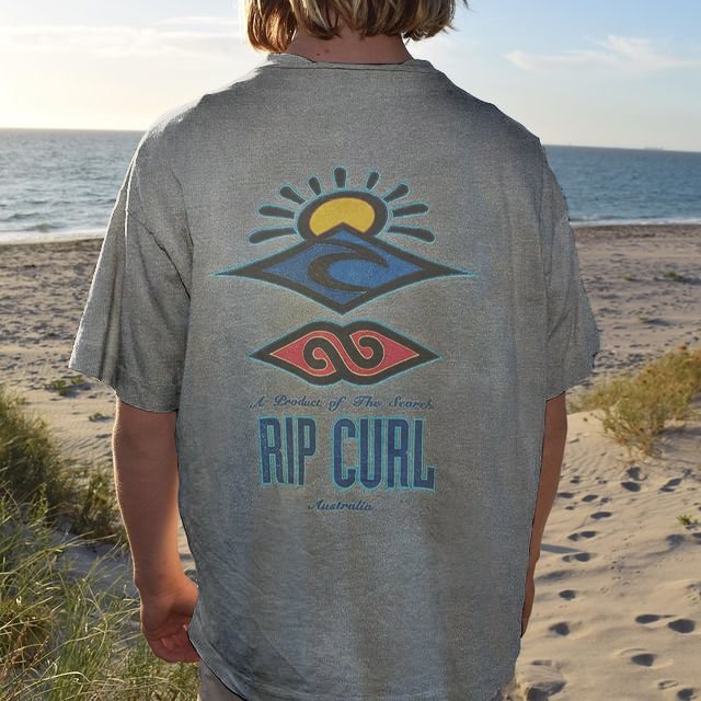 Men Casual Rip Curl Sunrise Print T-shirt