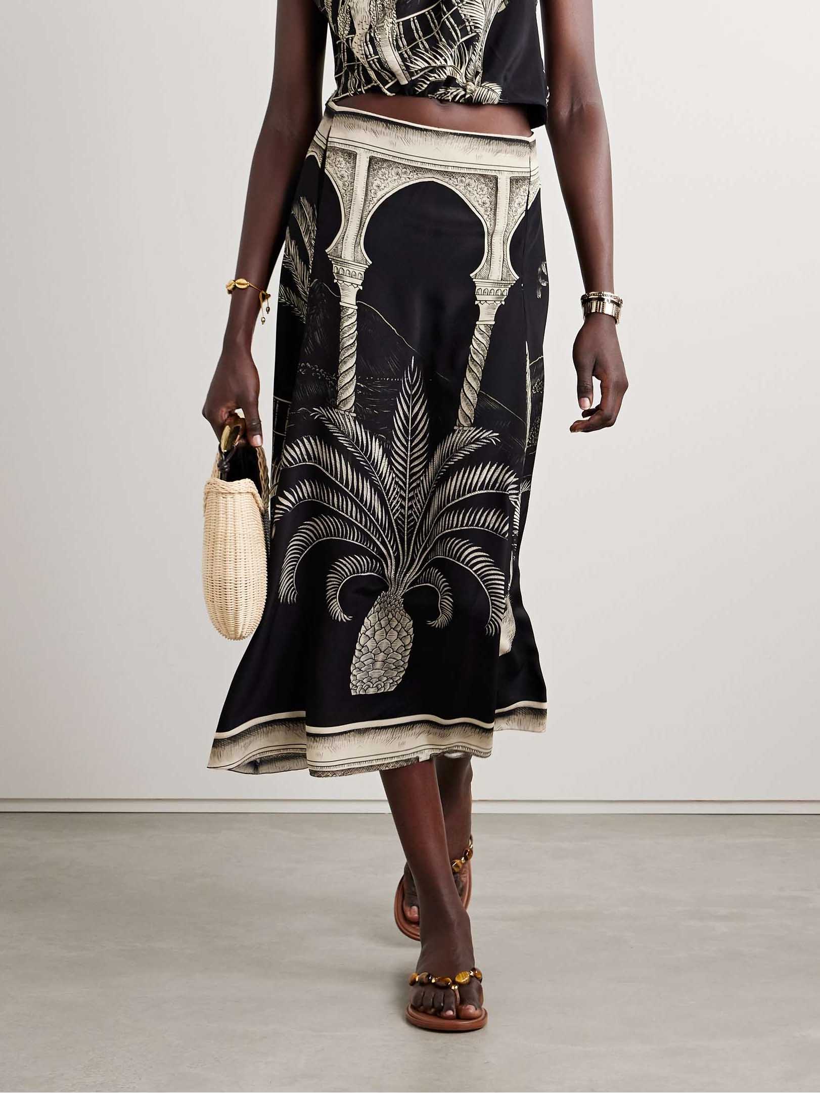 Tropical Palm Leaf Print Skirt