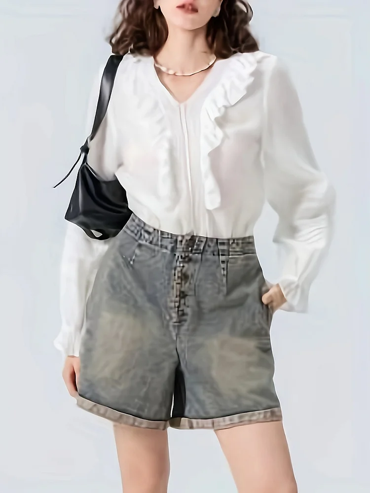 Women's Vintage Washed Denim Short