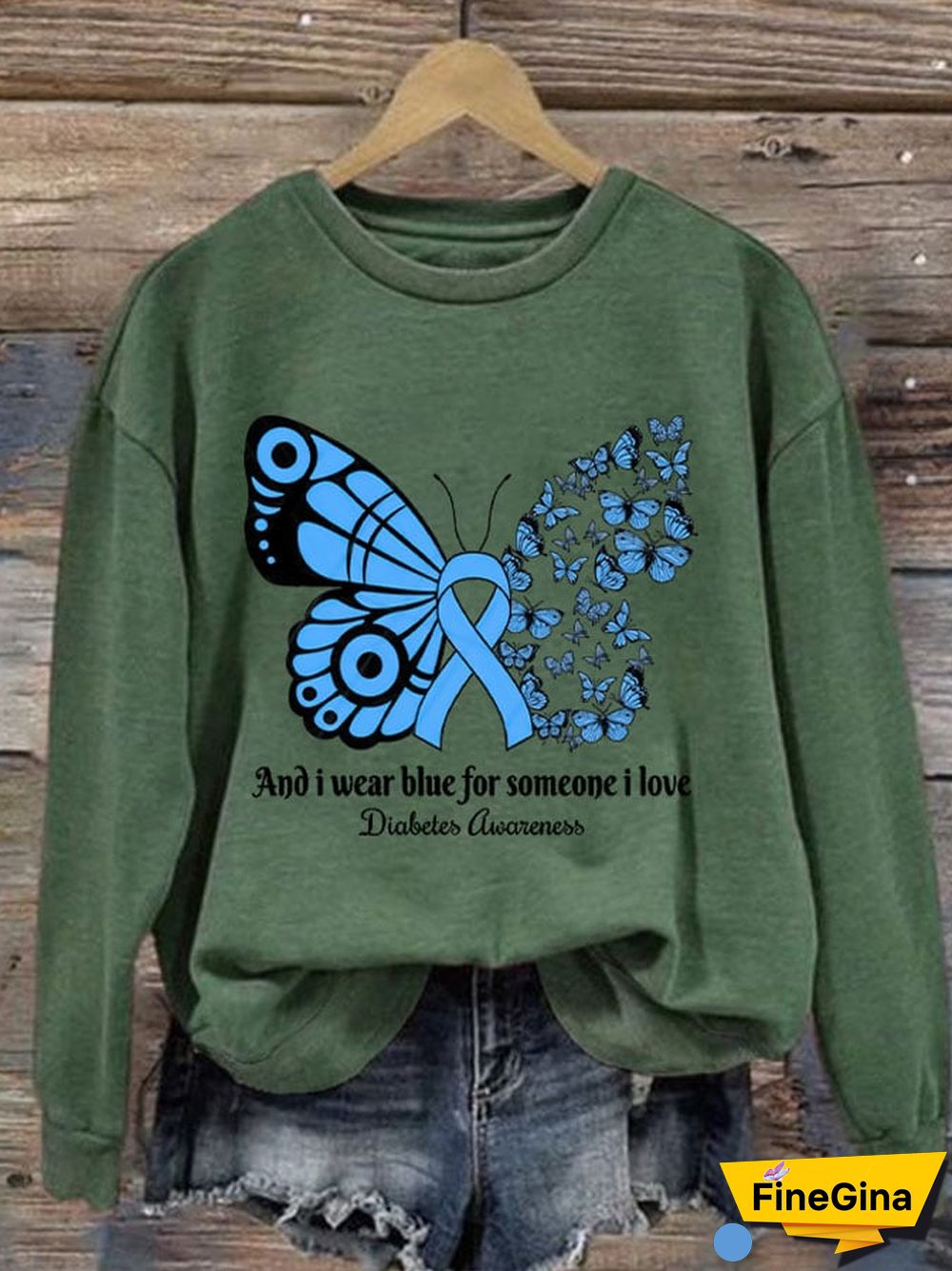 Diabetes Ladies Printed Long Sleeve Sweatshirt