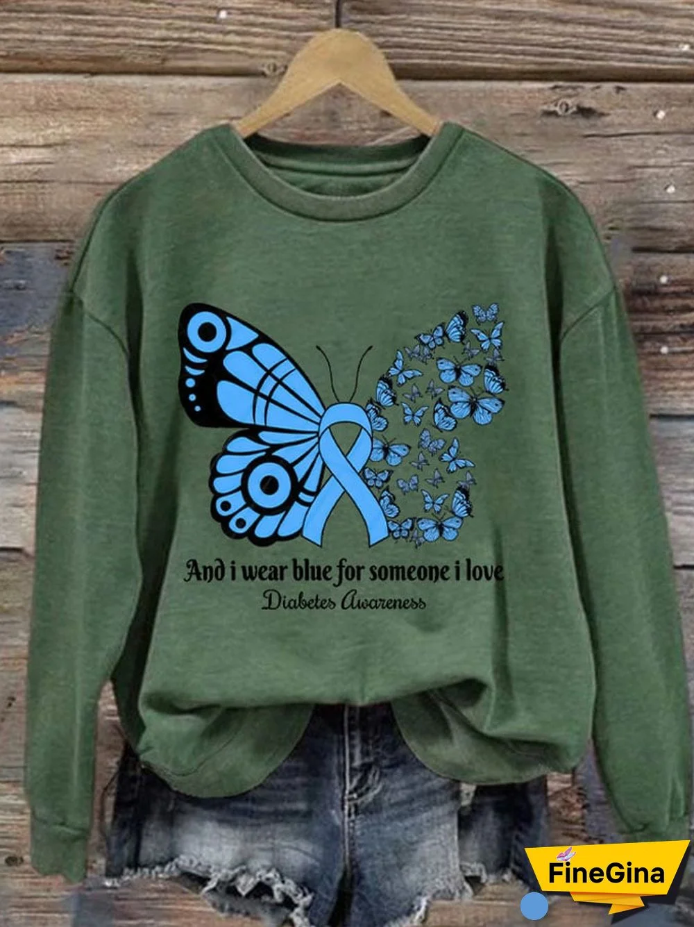 Diabetes Ladies Printed Long Sleeve Sweatshirt