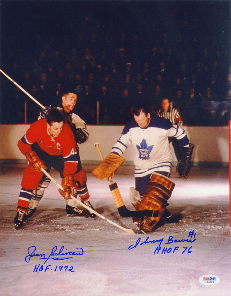 Jean Beliveau and Johnny Bower DUAL SIGNED 11x14 Photo Poster painting + HOF PSA/DNA AUTOGRAPHED