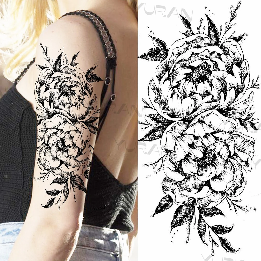 Sdrawing Rose Flower Temporary Tattoos For Women Realistic Snake Butterfly Flora Fake Tattoo Sticker Arm Body Waterproof Tatoos