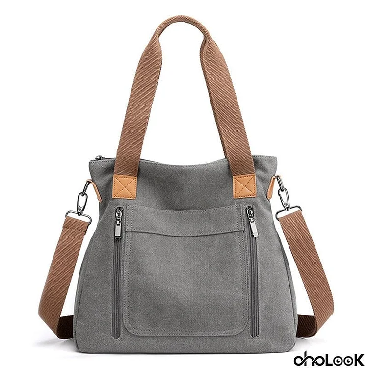 Women's Casual Canvas Shoulder Bags with Anti-Theft Pocket