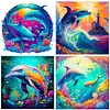 4pcs 5d bricolage complet rond perceuse diamant peinture dauphins kit décoration intérieure 30x30cm