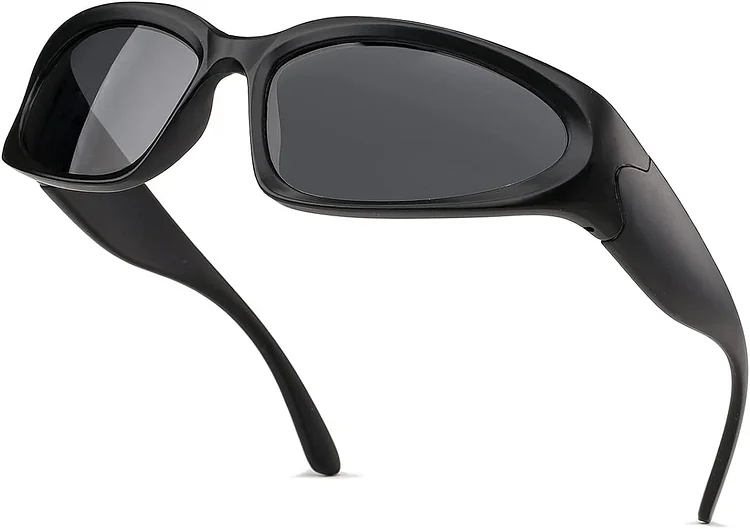 HJSTES Wrap Around Sport Sunglasses Women Men Y2K Shades Oval Mirrored Outdoor Sun Glasses UV400 Protection