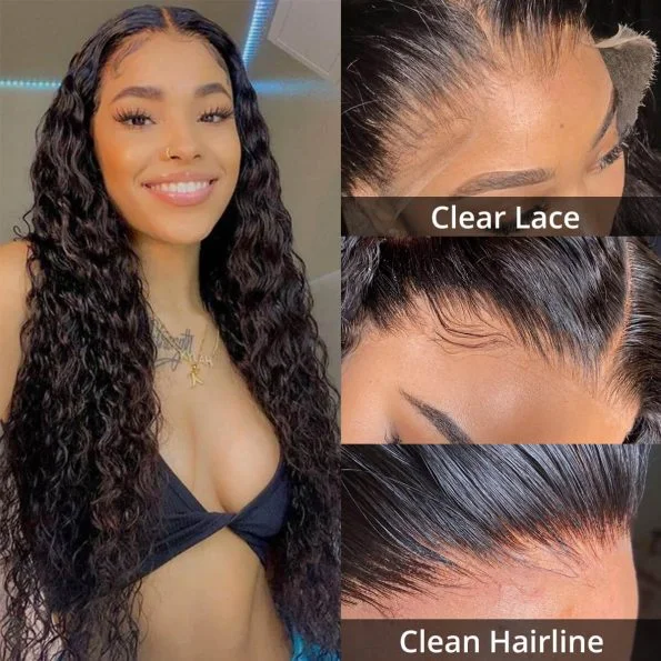 Water Wave HD Lace Wig Pre Plucked Vrigin Human Hair Wig 250% Density