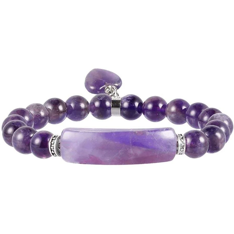 Natural Quartz Love Heart Healing Beads Bracelet