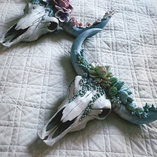 SUCCULENT/FLOWER COW SKULL WALL DECOR NURSERY DECOR