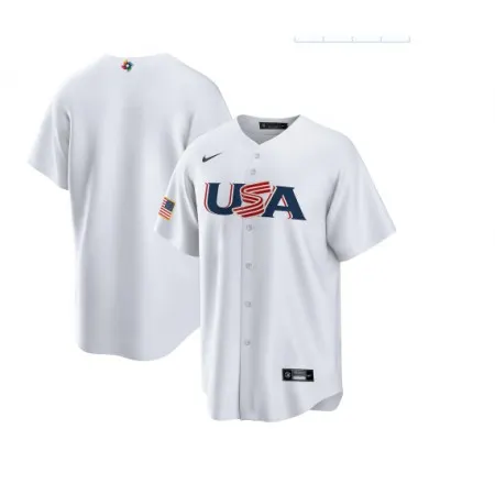 Men's USA Baseball Blank 2023 White World Baseball Classic Stitched Jersey HOUG