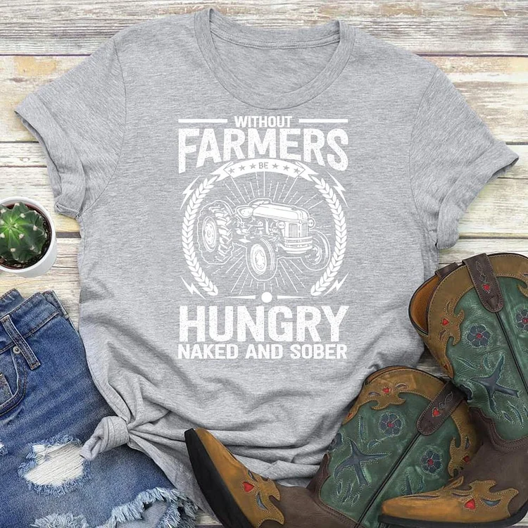 Farmers Hungry Naked and Sober Round Neck T-shirt-0018746