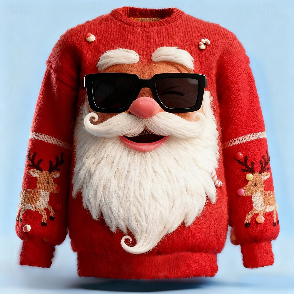 3D Print Unisex Fleece Crew Neck Christmas Ugly Sweatshirt