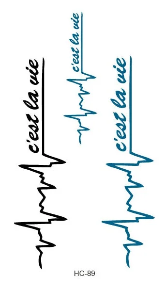 Waterproof Temporary Tattoo Sticker heartbeat wave French it is the life English letter women's tatto flash tatoo fake tattoos