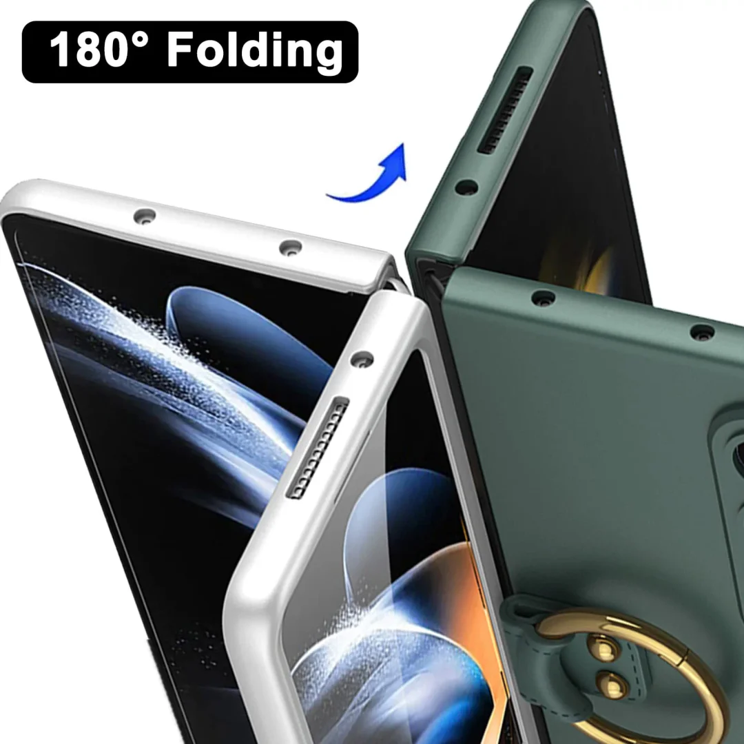 Applicable To Samsung Z Fold3/Z Fold4 Ultra-Thin Full Shell Membrane Skin Feeling Ring Bracket Mobile Phone Case