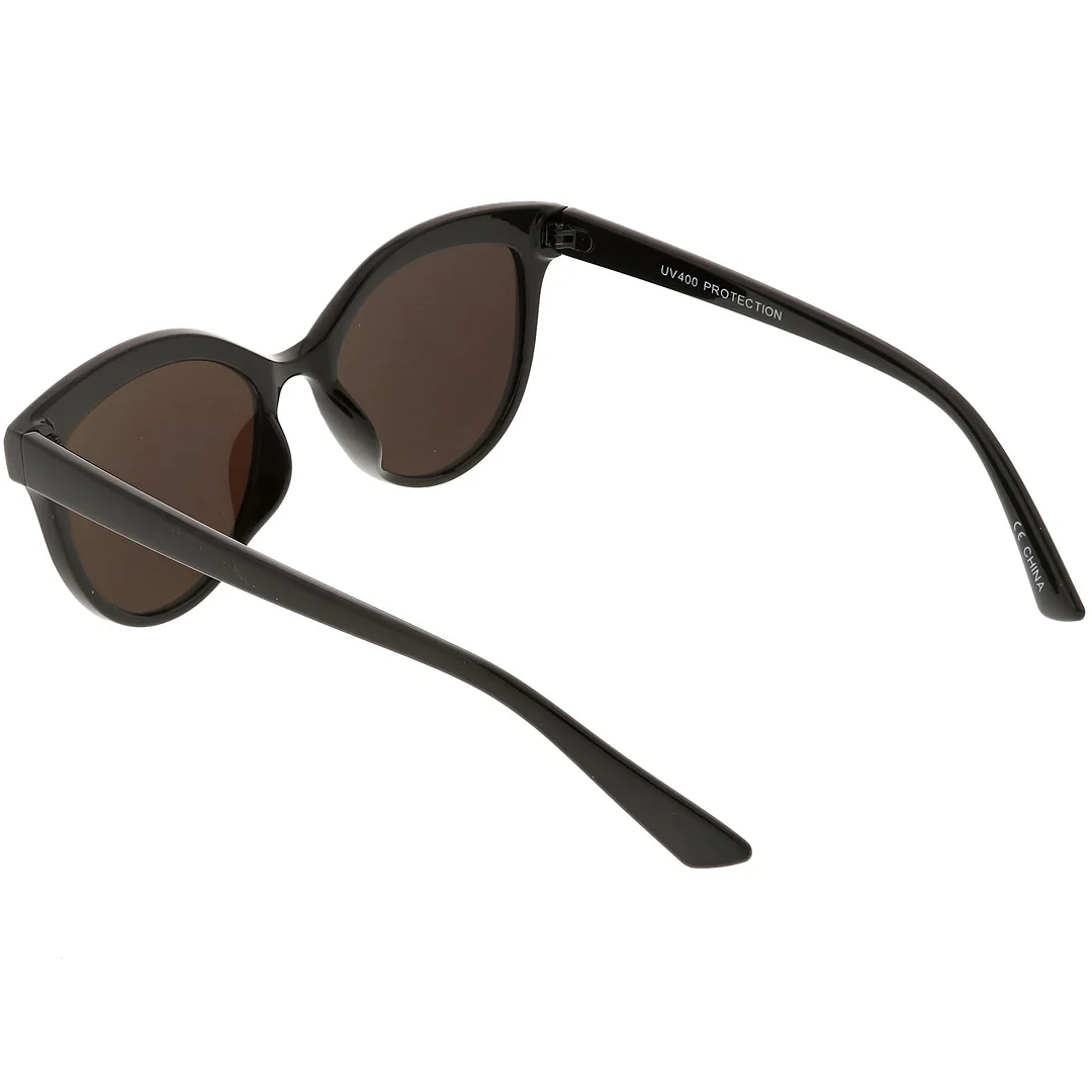 Modern Cat Eye glasses Metal Brow Detail Round Colored Mirror Flat Lens 53mm