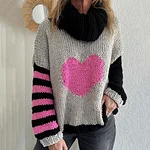 Valentine Heart Print Women's Turtleneck Sweater - Image 2