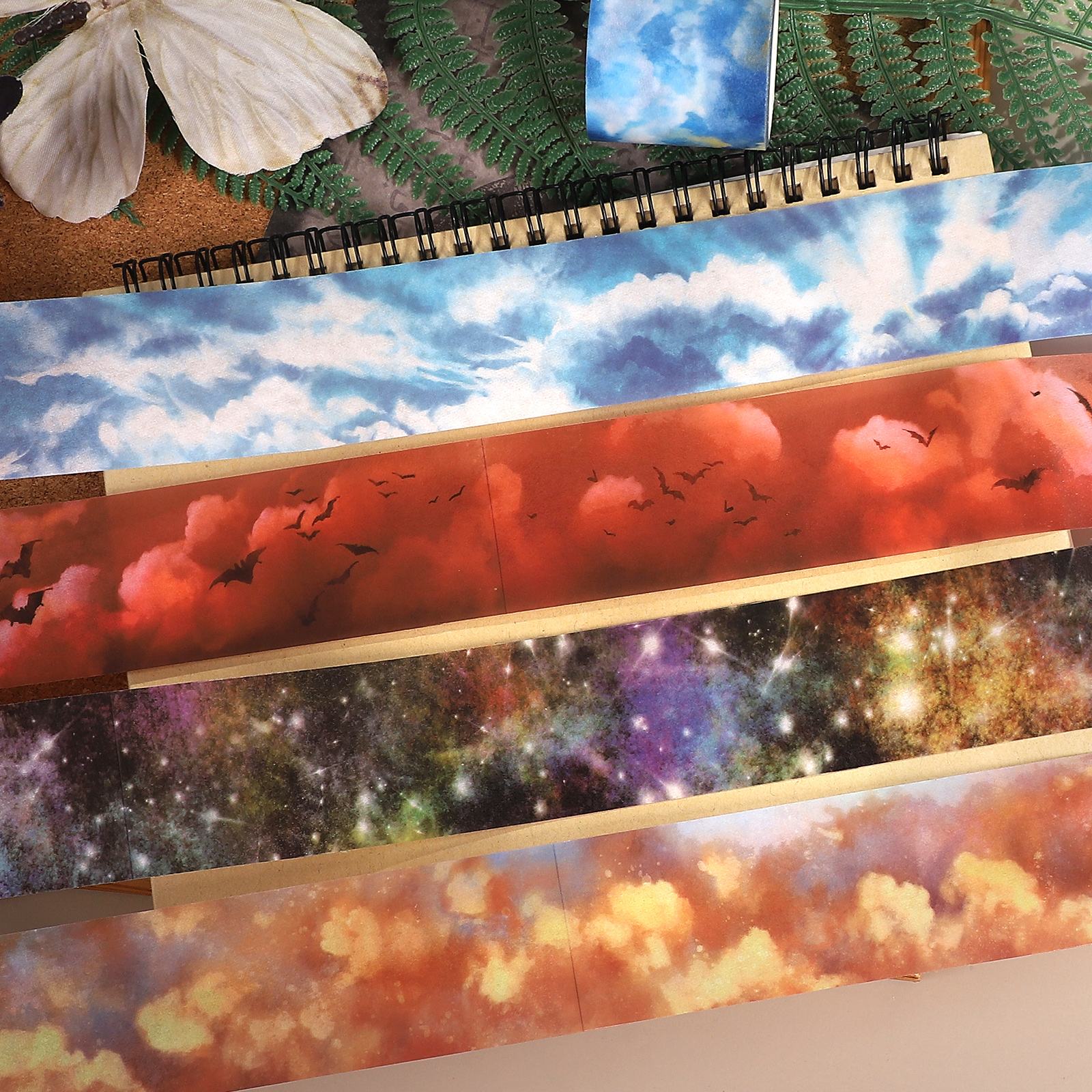 PET 테이프 - 40mm*200cm 빈티지 구름 별이 빛나는 하늘