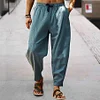 Men's Linen Loose Drawstring Hip-Hop Lantern Pencil Pants by Inlyline