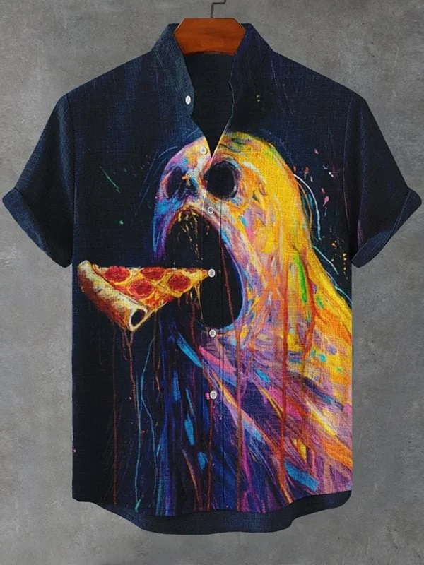 Men'S Halloween Mysterious Ghost Print Casual Shirt