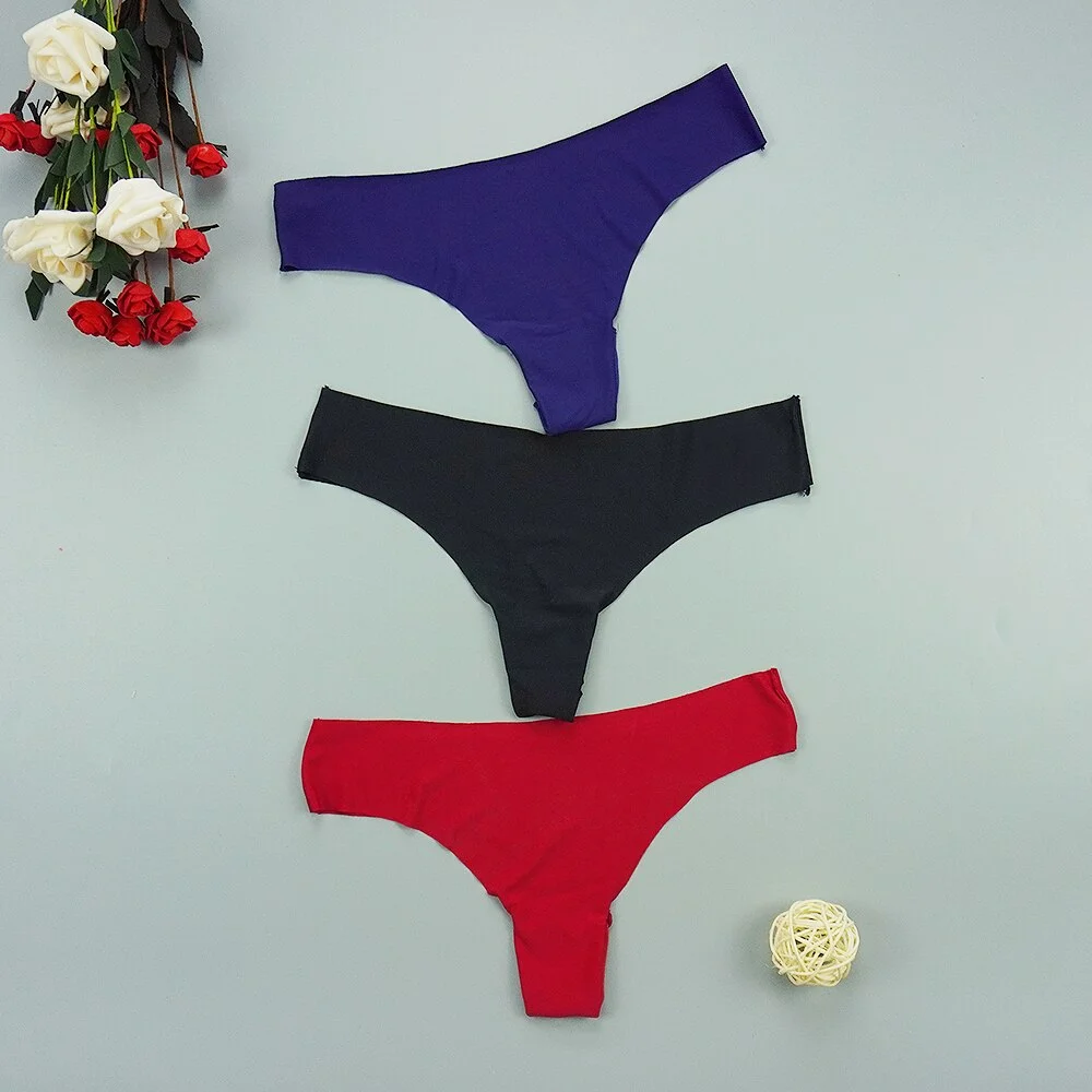 Billionm Seamless Thongs Sexy Ice Silk Panties String Woman Underwear Sports Panty Intimate Low-rise Underpants Tback