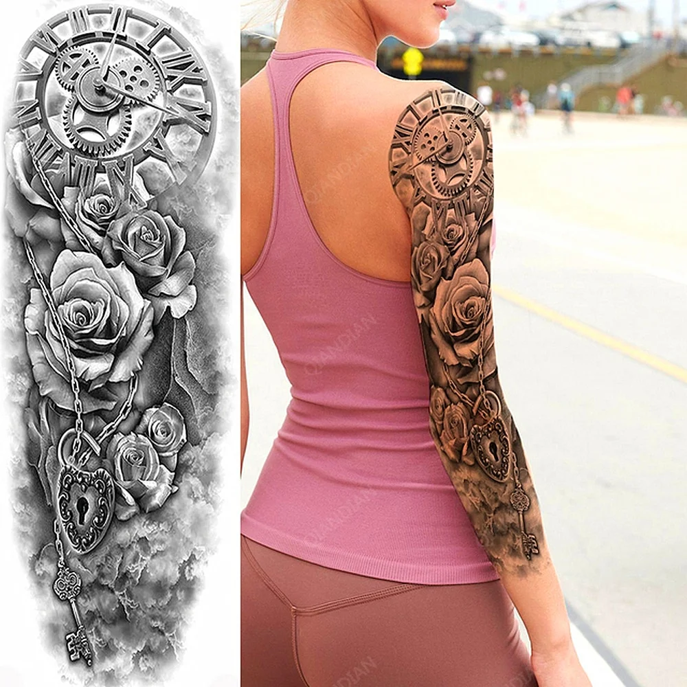 Sdrawing Women Waterproof Temporary Tattoos Stickers Thighs Cool Hipster Skull Mermaid