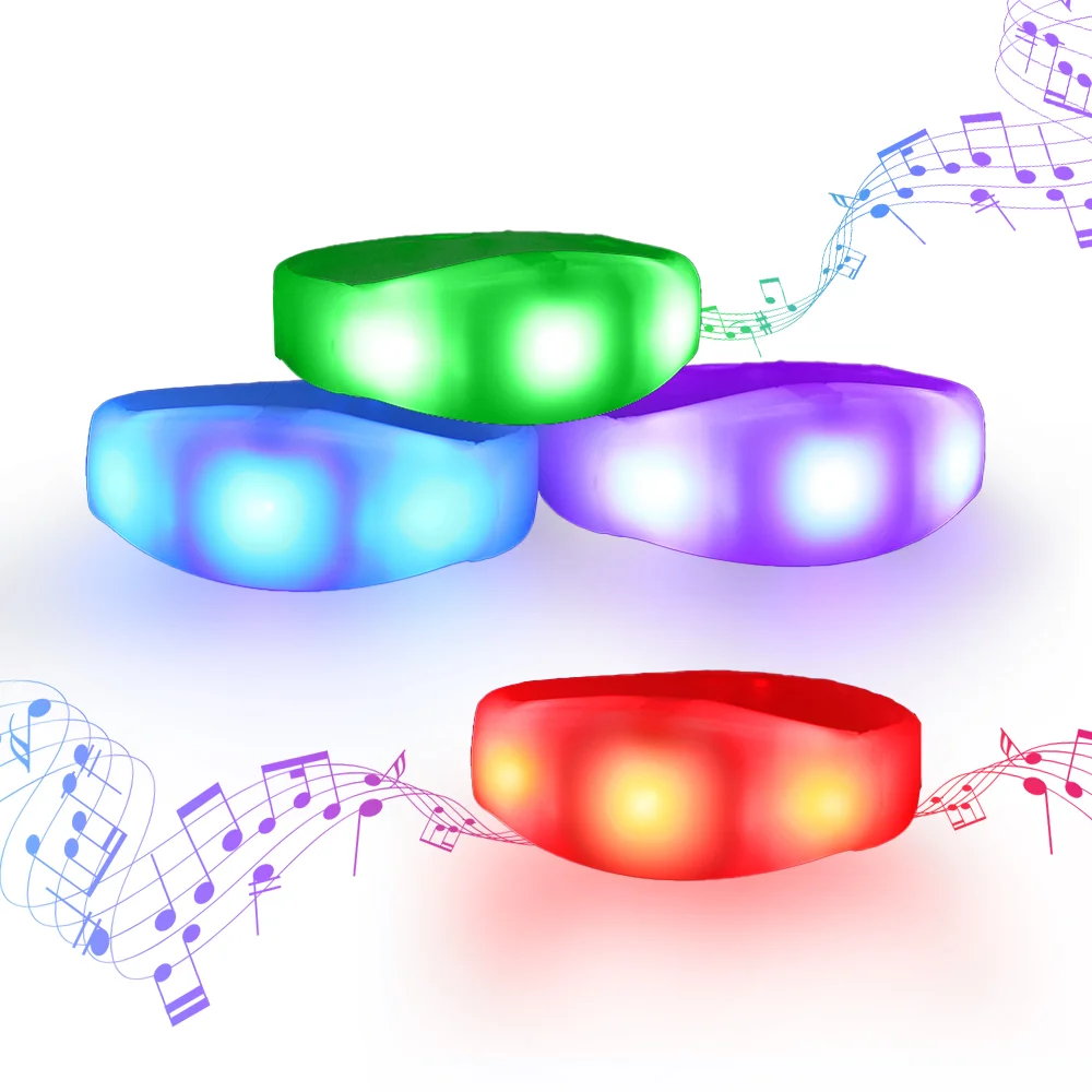 Custom Sound Activated Wedding Supplies LED Bracelets Silicone Bracelet Wristband