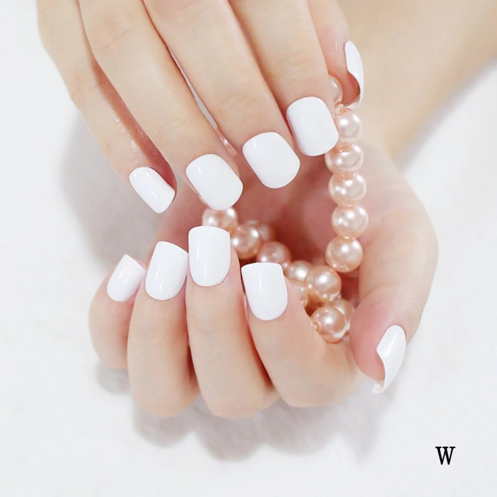 Pure Light Pink Artificial Nails Candy Short Full Cover Tips Easy DIY Acrylic False Nail Manicure Accessories Salon Product F28-Nail Inspo