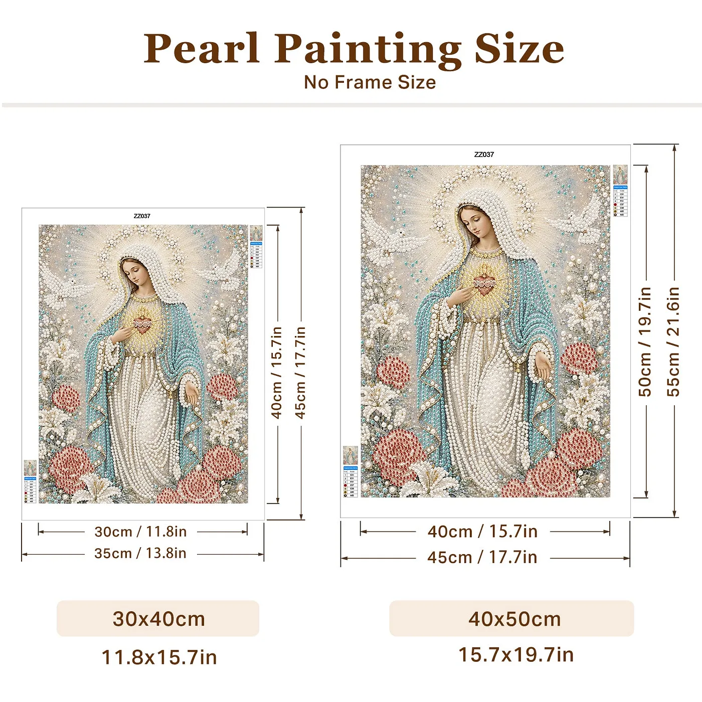 Blue Veil Virgin Mary - Pearls Painting