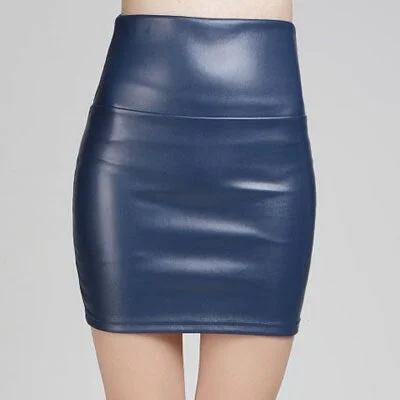 Mini Skirts Women Pencil Skirt Pu Leather High Waist Party Female Sexy Short Woman Bodycon Saias Feminina 20 Candy Colors Skirt